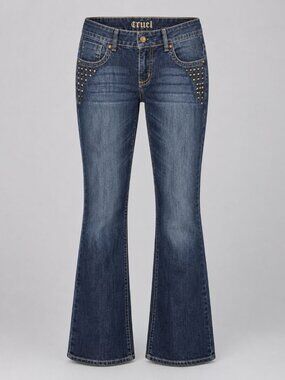 Cruel Keri Womens 32 x 31 Size 17 Jeans Studded Bootcut Blue Stretch Denim